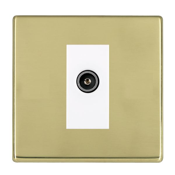 Hartland G2 Polished Brass 1 gang Non-Isolated TV (Female) (DAB Compatible) White