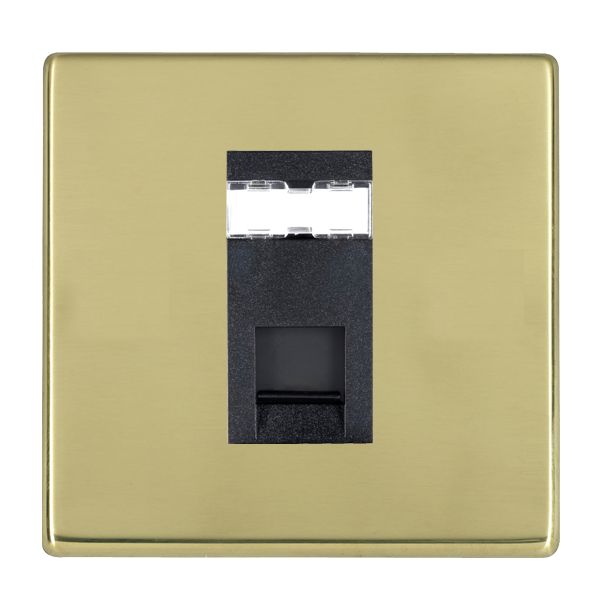 Hartland G2 Polished Brass 1 gang RJ45 CAT 6 Outlet – Unshielded Black