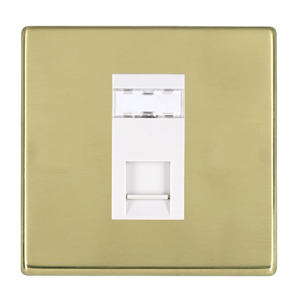 Hartland G2 Polished Brass 1 gang RJ45 CAT 5E Outlet – Unshielded White
