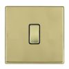 Hartland G2 Polished Brass 1 gang 10AX Push To Make/Push to Break Retractive Rocker Polished Brass/Black
