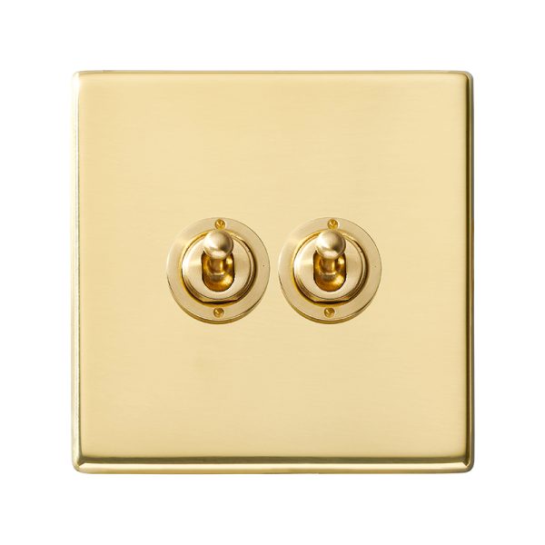 Hartland G2 Polished Brass 2 gang 20AX 2 Way Toggle Polished Brass