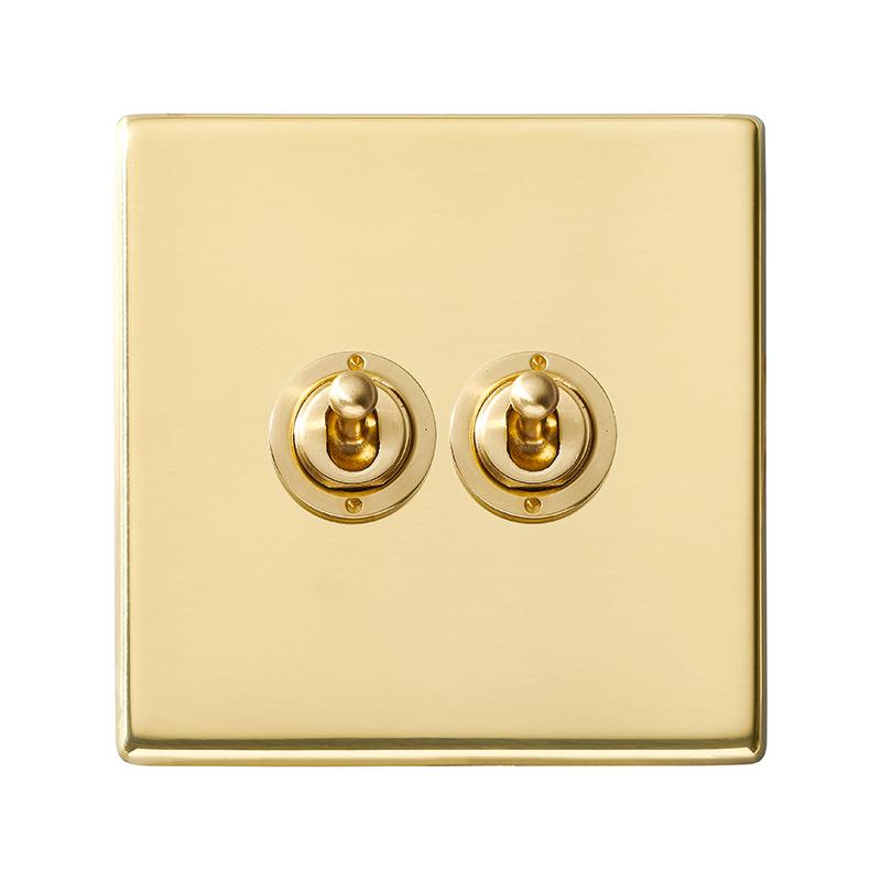 Hartland G2 Polished Brass 2 gang 20AX 2 Way Toggle Polished Brass