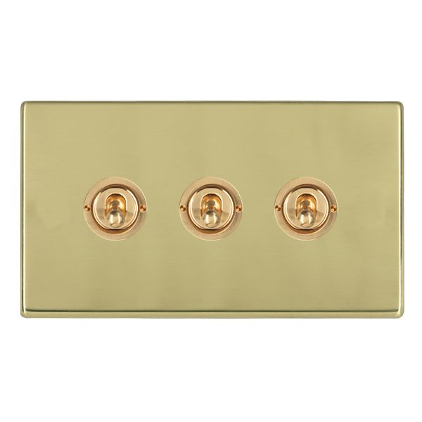 Hartland G2 Polished Brass 3 gang 20AX 2 Way Toggle Polished Brass