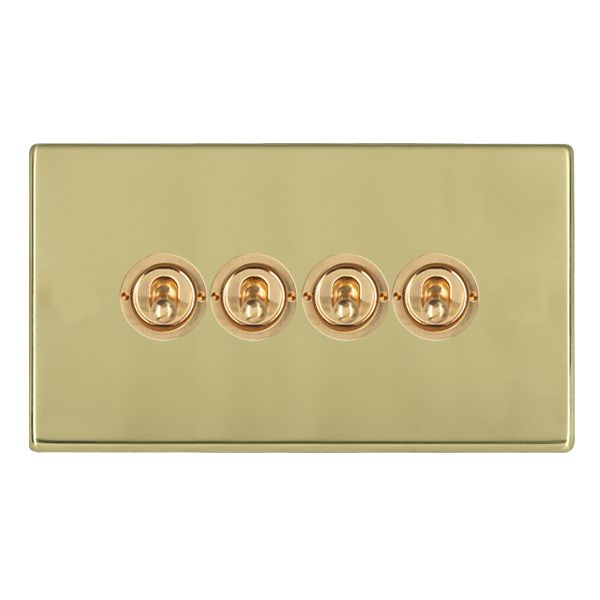 Hartland G2 Polished Brass 4 gang 20AX 2 Way Toggle Polished Brass
