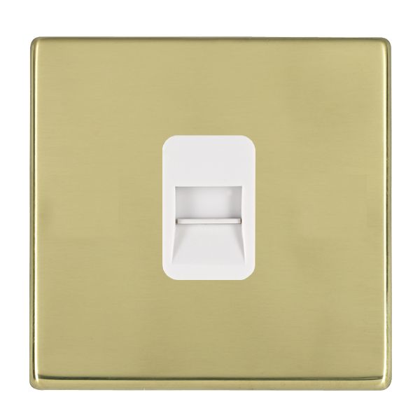 Hartland G2 Polished Brass 1 gang Telephone Master White