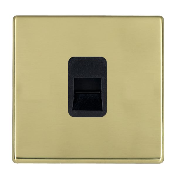 Hartland G2 Polished Brass 1 gang Telephone Slave Black