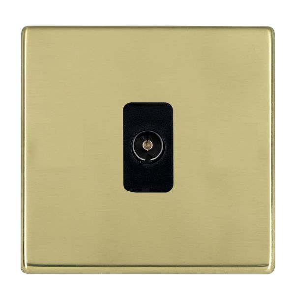 Hartland G2 Polished Brass 1 gang Isolated TV 1in/1out Black