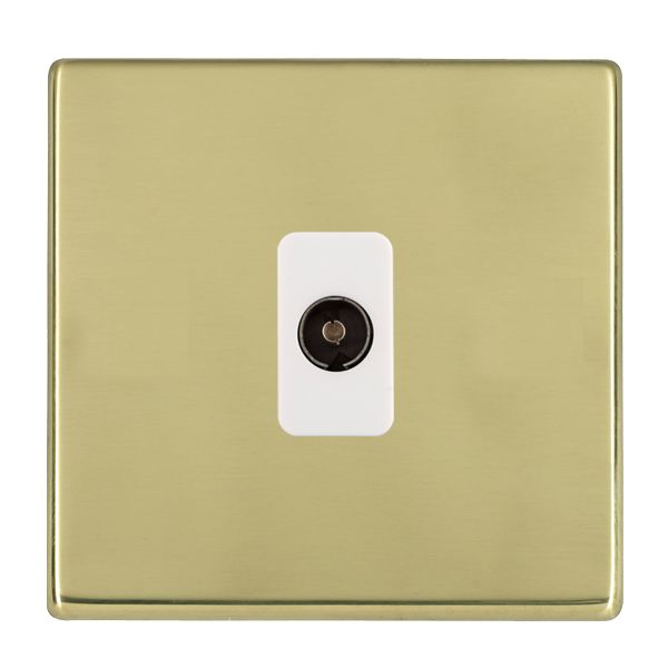 Hartland G2 Polished Brass 1 gang Isolated TV 1in/1out White