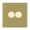 Hartland G2 Satin Brass 2 gang 250W LED 2 Way Push On/Off Rotary Dimmer Satin Brass Minimum Load = 5W(LED) Maximum Load = 250W(LED) Trailing Edge / 150W(LED) Leading Edge Per gang