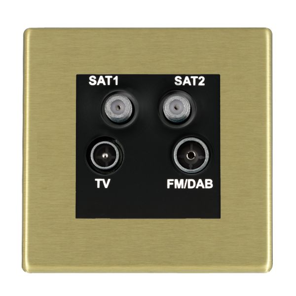 Hartland G2 Satin Brass Non-Isolated TV+FM+SAT1+SAT2 Quadplexer 2in/4out (DAB Compatible) Black