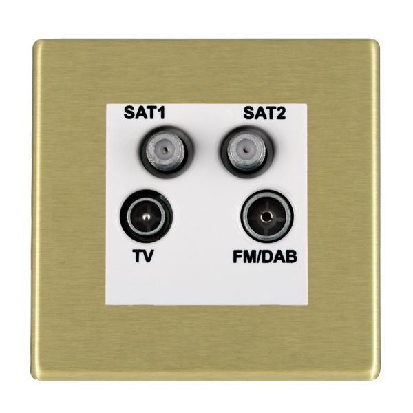 Hartland G2 Satin Brass Non-Isolated TV+FM+SAT1+SAT2 Quadplexer 2in/4out (DAB Compatible) White