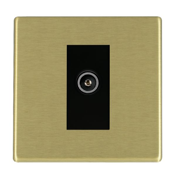 Hartland G2 Satin Brass 1 gang Non-Isolated TV (Female) (DAB Compatible) Black