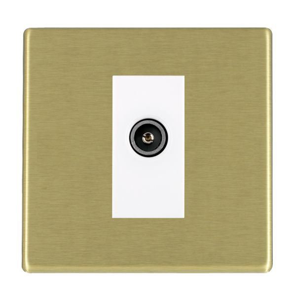 Hartland G2 Satin Brass 1 gang Non-Isolated TV (Female) (DAB Compatible) White