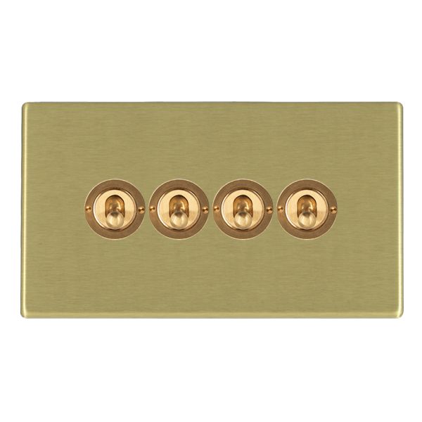 Hartland G2 Satin Brass 4 gang 20AX 2 Way Toggle Satin Brass