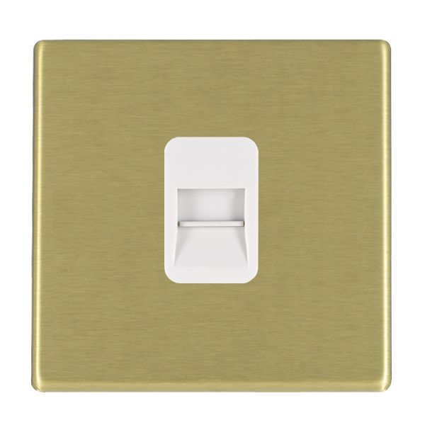 Hartland G2 Satin Brass 1 gang Telephone Master White