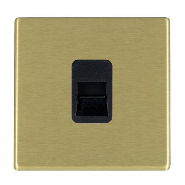 Hartland G2 Satin Brass 1 gang Telephone Slave Black