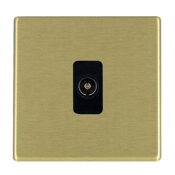 Hartland G2 Satin Brass 1 gang Non-Isolated Television 1in/1out Black