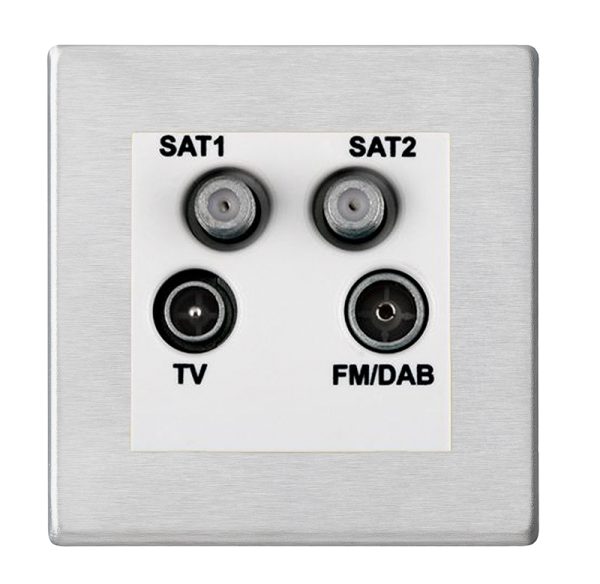 Hartland G2 Satin Steel Non-Isolated TV+FM+SAT1+SAT2 Quadplexer 2in/4out (DAB Compatible) White
