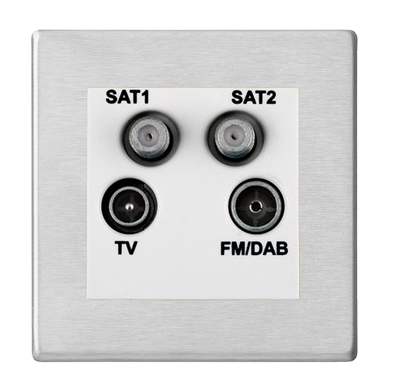 Hartland G2 Satin Steel Non-Isolated TV+FM+SAT1+SAT2 Quadplexer 2in/4out (DAB Compatible) White