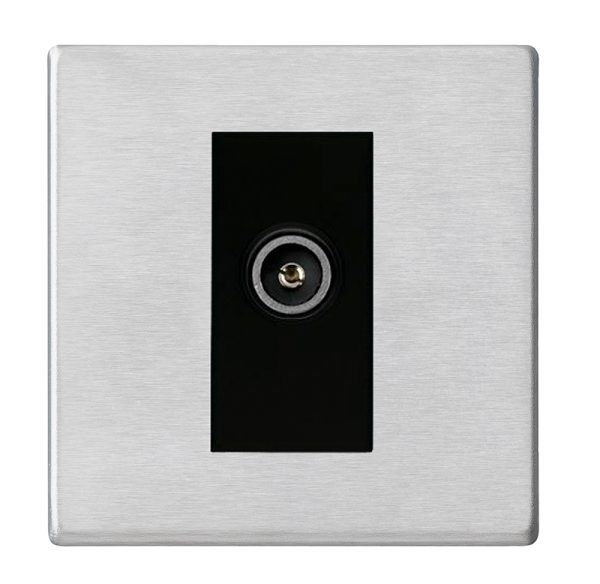 Hartland G2 Satin Steel 1 gang Non-Isolated TV (Female) (DAB Compatible) Black