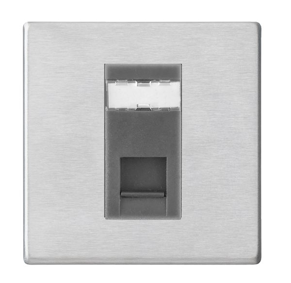 Hartland G2 Satin Steel 1 gang RJ45 CAT 5E Outlet - Unshielded Quartz Grey