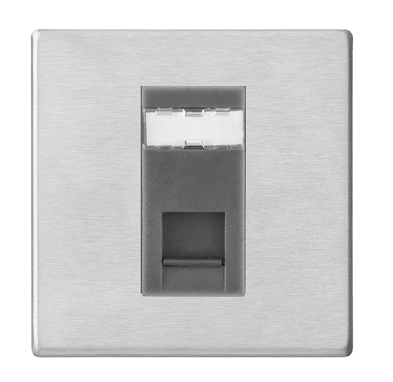 Hartland G2 Satin Steel 1 gang RJ45 CAT 5E Outlet – Unshielded Quartz Grey