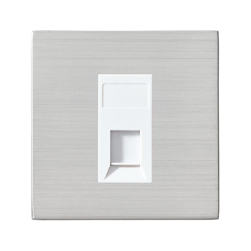 Hartland G2 Satin Steel 1 gang RJ45 CAT 5E Outlet – Unshielded White