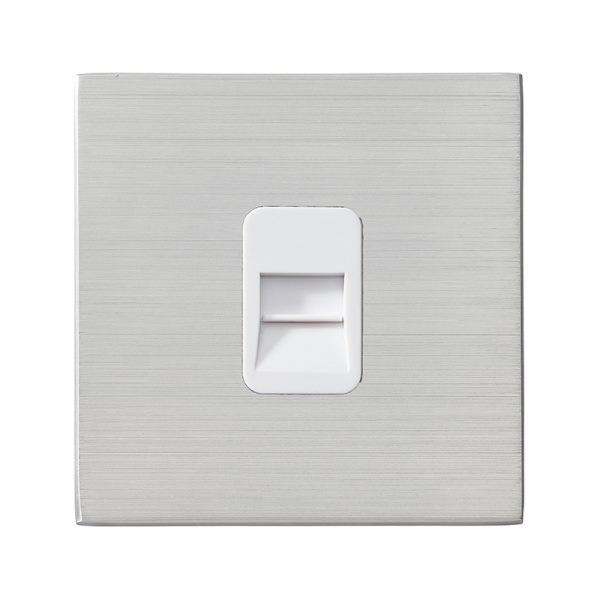 Hartland G2 Satin Steel 1 gang Telephone Slave White
