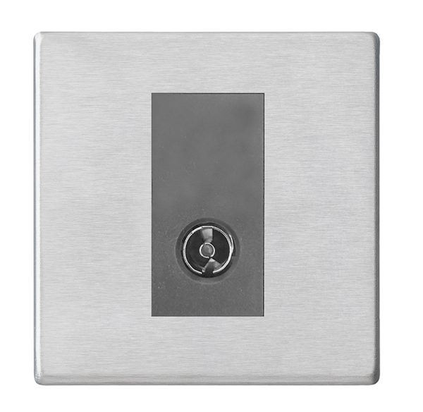 Hartland G2 Satin Steel 1 gang Non-Isolated Television 1in/1out Quartz Grey