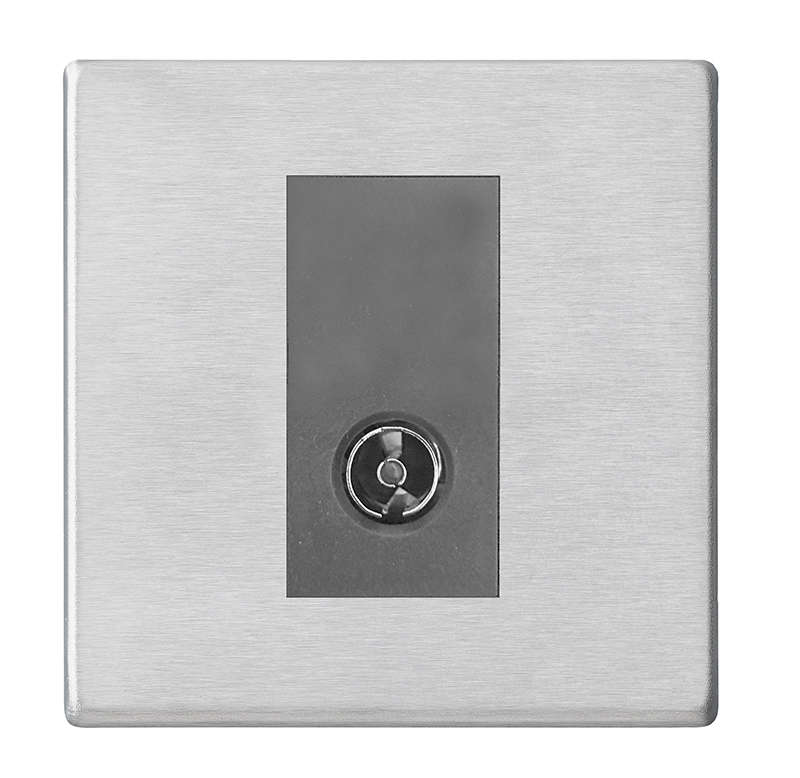 Hartland G2 Satin Steel 1 gang Non-Isolated Television 1in/1out Quartz Grey