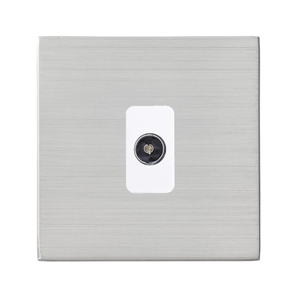Hartland G2 Satin Steel 1 gang Non-Isolated Television 1in/1out White