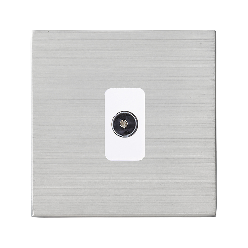 Hartland G2 Satin Steel 1 gang Non-Isolated Television 1in/1out White