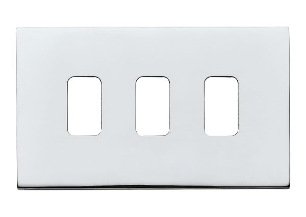 Hartland G2 GRID-IT Bright Chrome 3 Gang Grid Fix Aperture Double Plate with Grid