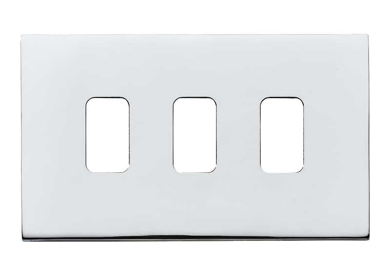 Hartland G2 GRID-IT Bright Chrome 3 Gang Grid Fix Aperture Double Plate with Grid