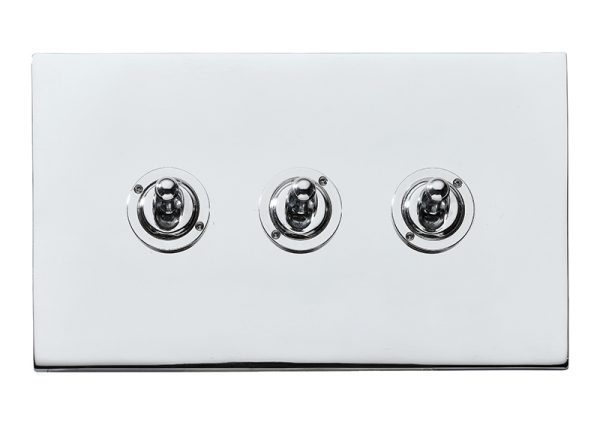 Hartland G2 Bright Chrome 3 gang 20AX 2 Way Toggle Bright Chrome