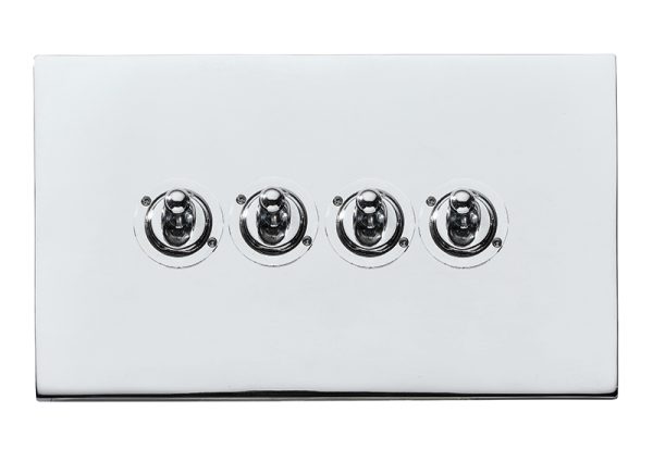 Hartland G2 Bright Chrome 4 gang 20AX 2 Way Toggle Bright Chrome