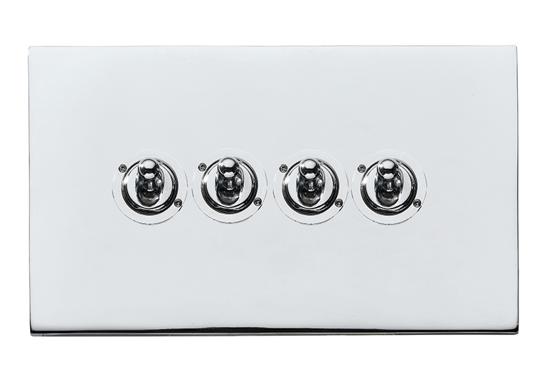 Hartland G2 Bright Chrome 4 gang 20AX 2 Way Toggle Bright Chrome