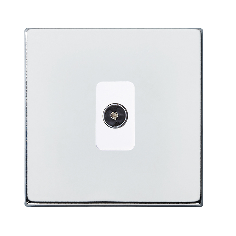 Hartland G2 Bright Chrome 1 gang Non-Isolated Television 1in/1out White