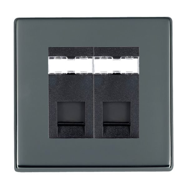 Hartland G2 Black Nickel 2 gang RJ45 CAT 5E Outlet - Unshielded Black