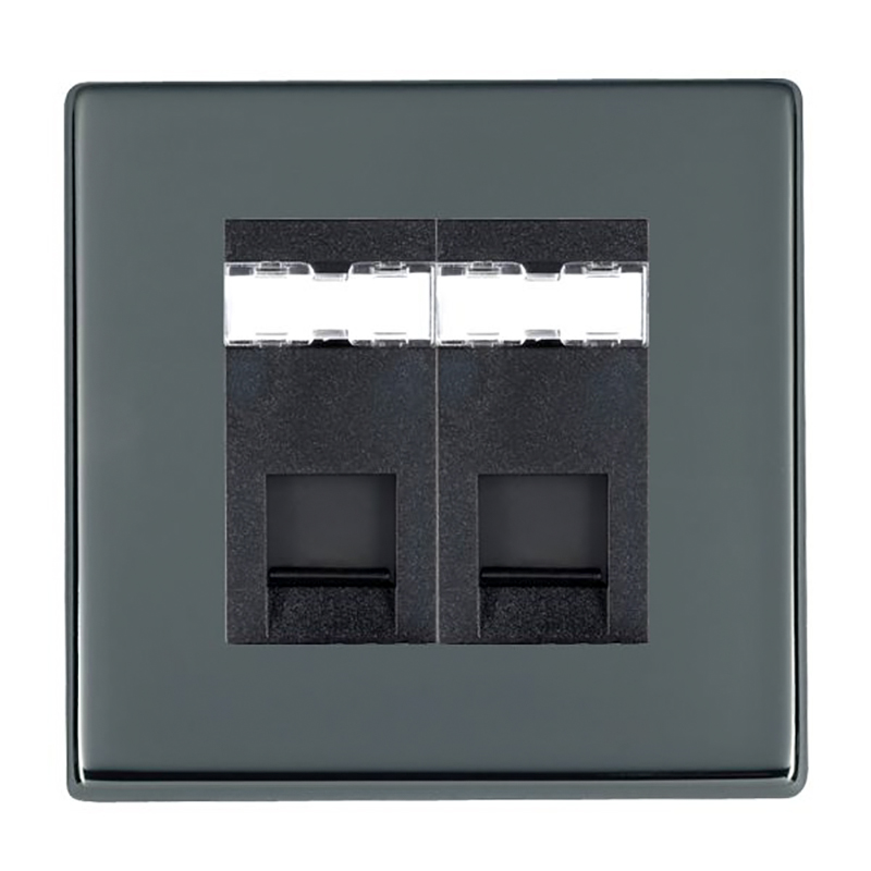 Hartland G2 Black Nickel 2 gang RJ45 CAT 5E Outlet – Unshielded Black