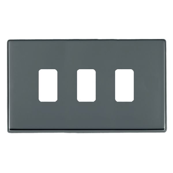 Hartland G2 GRID-IT Black Nickel 3 Gang Grid Fix Aperture Double Plate with Grid