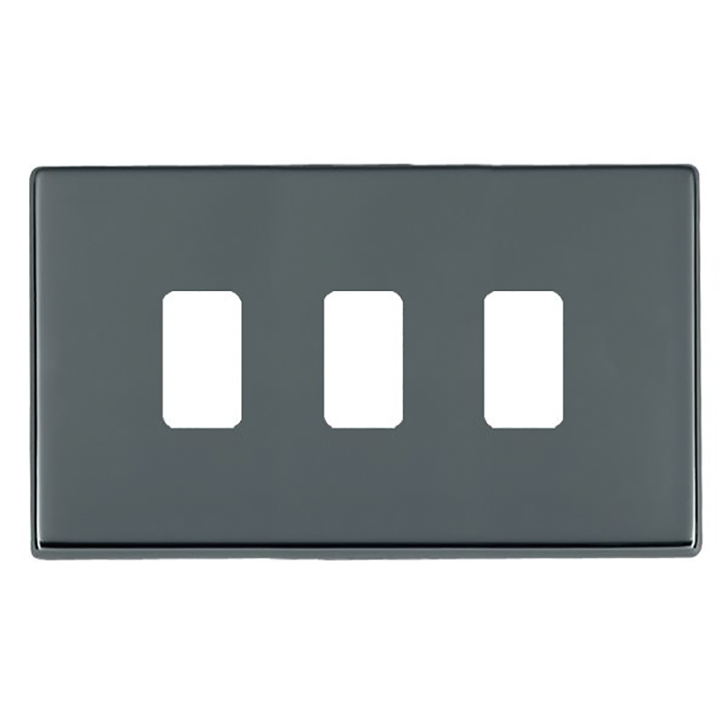 Hartland G2 GRID-IT Black Nickel 3 Gang Grid Fix Aperture Double Plate with Grid