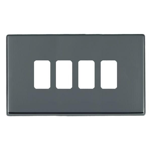 Hartland G2 GRID-IT Black Nickel 4 Gang Grid Fix Aperture Double Plate with Grid
