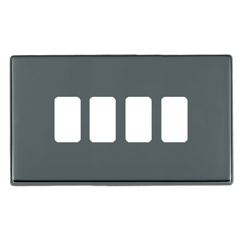 Hartland G2 GRID-IT Black Nickel 4 Gang Grid Fix Aperture Double Plate with Grid