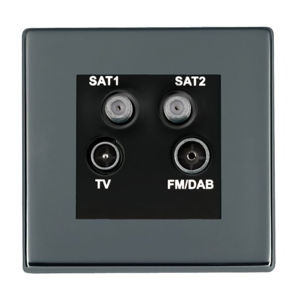 Hartland G2 Black Nickel Non-Isolated TV+FM+SAT1+SAT2 Quadplexer 2in/4out (DAB Compatible) Black
