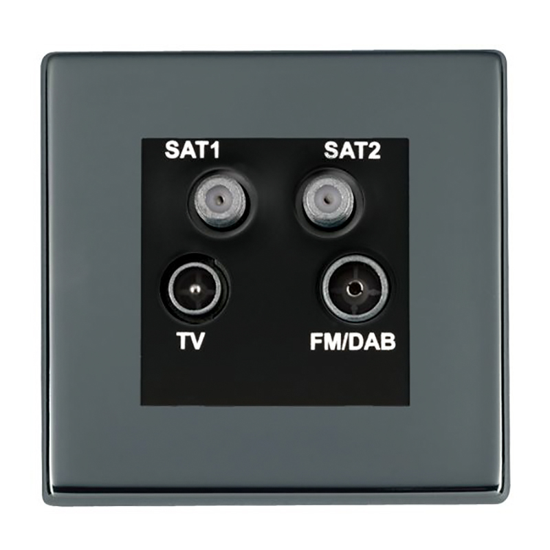 Hartland G2 Black Nickel Non-Isolated TV+FM+SAT1+SAT2 Quadplexer 2in/4out (DAB Compatible) Black