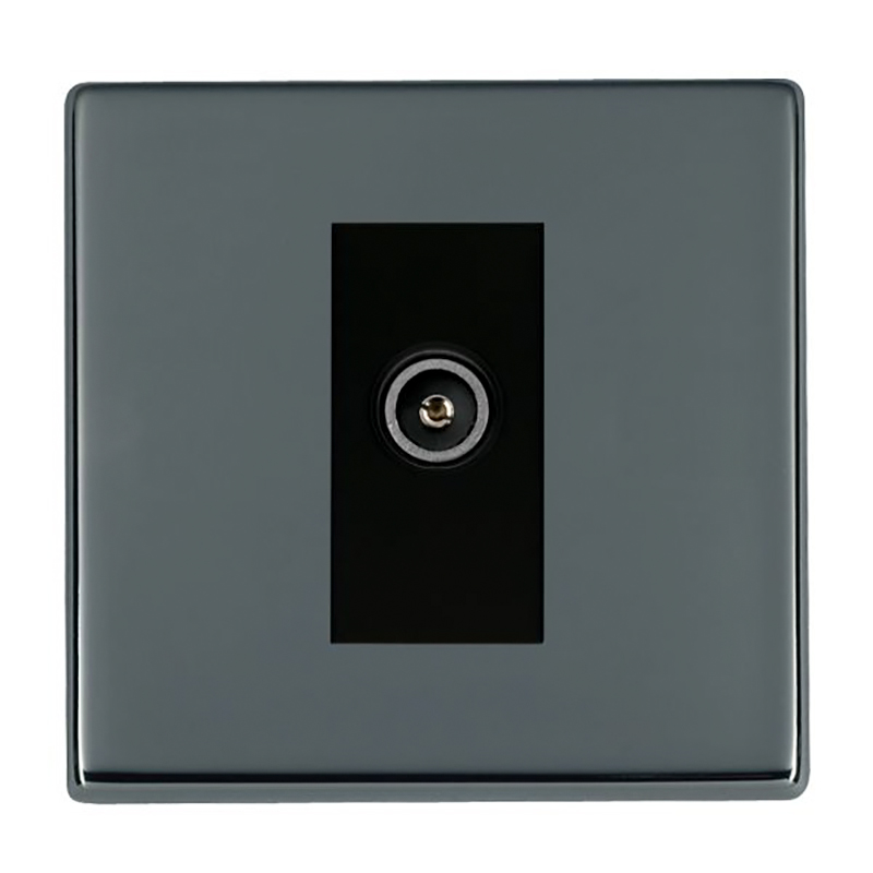 Hartland G2 Black Nickel 1 gang Non-Isolated TV (Female) (DAB Compatible) Black