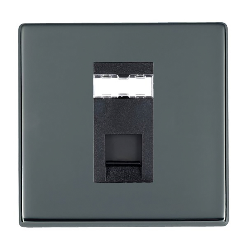 Hartland G2 Black Nickel 1 gang RJ45 CAT 5E Outlet – Unshielded Black