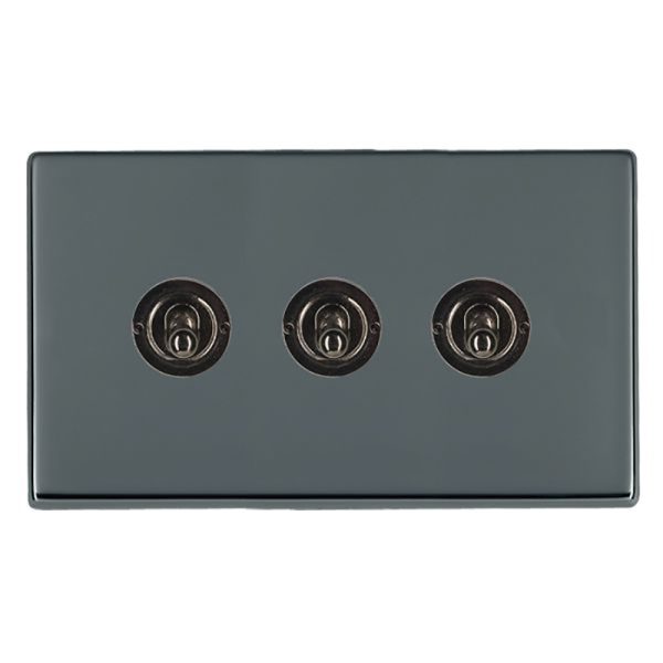 Hartland G2 Black Nickel 3 gang 20AX 2 Way Toggle Black Nickel
