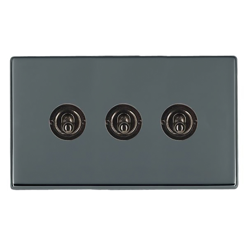 Hartland G2 Black Nickel 3 gang 20AX 2 Way Toggle Black Nickel